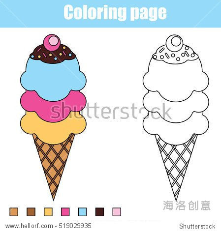 coloring page with ice cream cone. color the ice