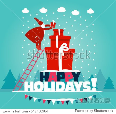 cute christmas and new year vector illustration with gifts and