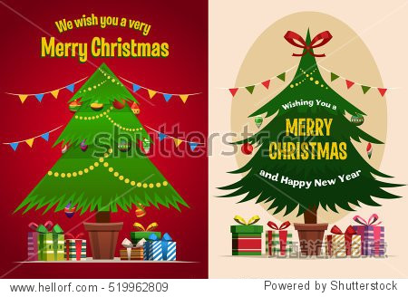 christmas tree & gift boxes merry christmas post