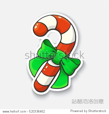 christmas candy cane with ribbon.