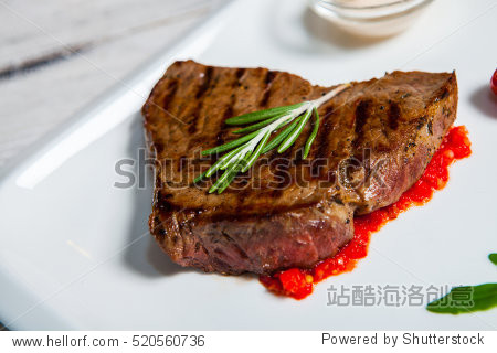 beef steak medium grilled, isolated on white back