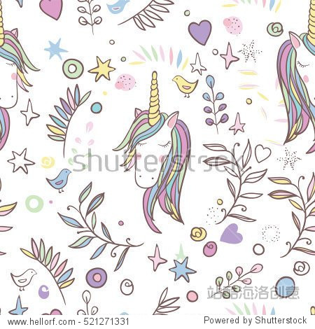 unicorn rainbow seamless pattern - girls scrapbook paper.