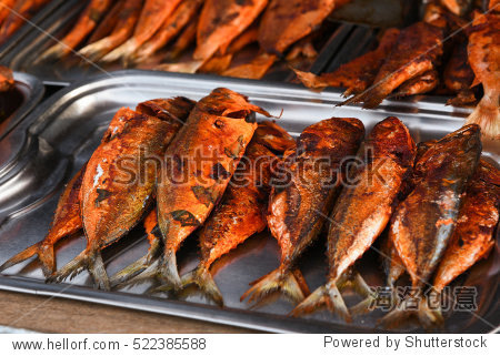 fried hot and spicy mackerel fish fry/seafood in street food