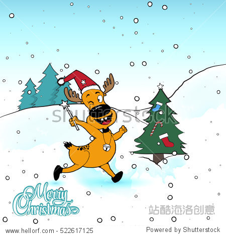 christmas reindeer vector illustration. merry christmas.