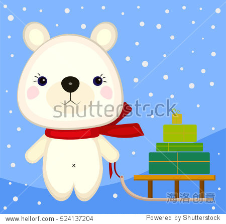 cartoon teddy animal gifts scarf snow sled winter cute christmas