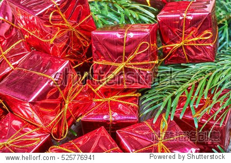 small gift boxes under the christmas tree