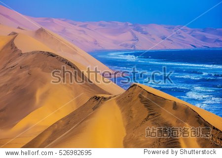 the west coast of the atlantic ocean. giant moving sand dunes.