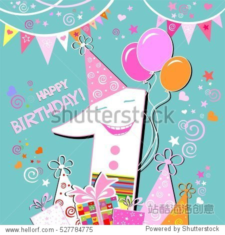 happy first birthday. celebration background with