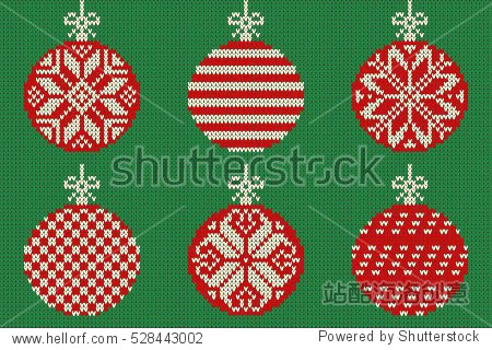 seamless knitted pattern with christmas balls and snowflakes