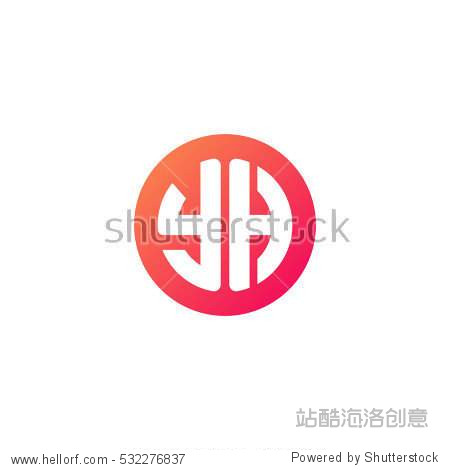 initial letters yh circle shape red orange simple