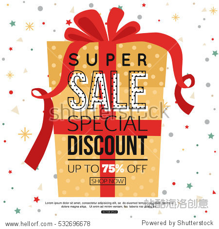 christmas gift box sale banner. vector illustration