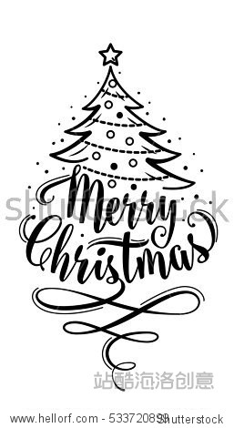 vector illustration of merry christmas lettering text sign.