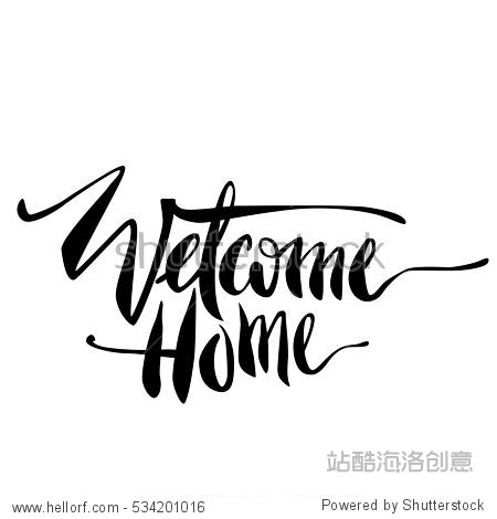 welcome home lettering illustration. modern brush