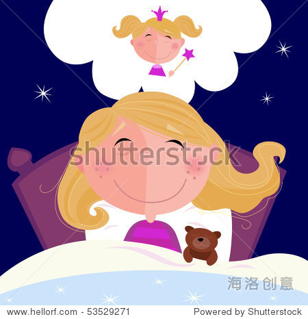 girl is sleeping in bed during dark night.