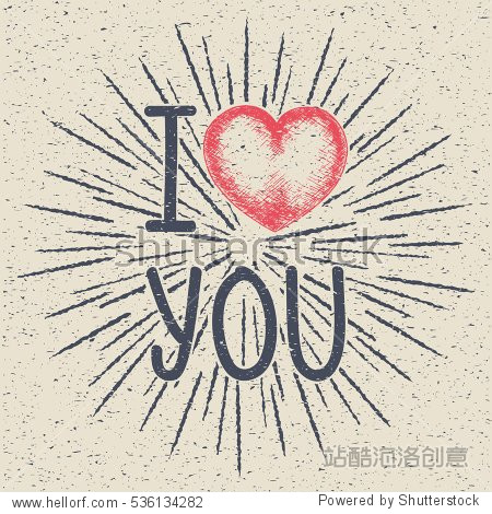 sketch illustration - creative vintage valentines day card