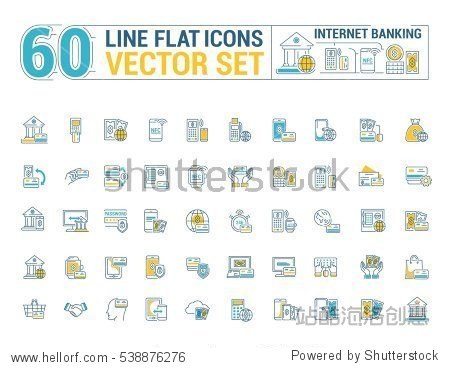 vector graphic set. icons in flat contour thin