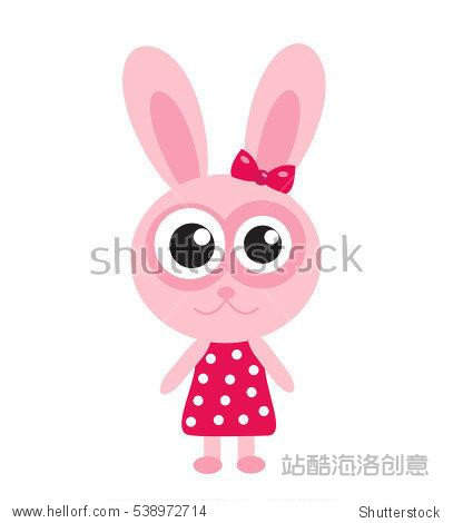 cute pink bunny rabbit icon flat design. isolated