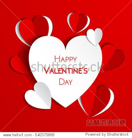 happy valentine day greeting card with hearts vector