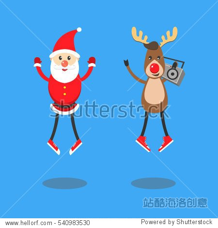 having fun jumping listening to music modern fashion concept