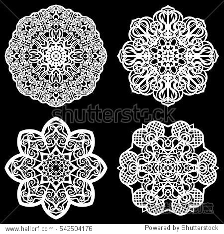 set of design elements lace round paper doily doily to decorate