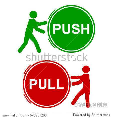 push and pull signs vector illustration green and