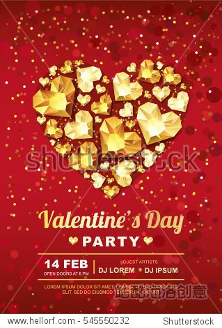 concept for valentines banner flyer party invitation.