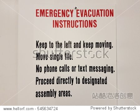 emergency evacuation instructions sign