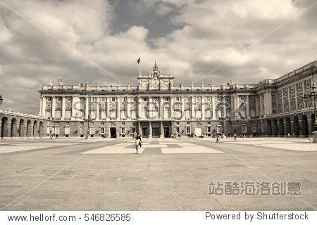 royal palace in madrid. desaturated color style.
