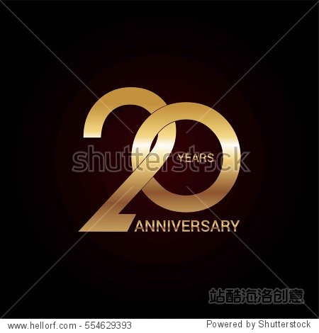 20 years gold anniversary celebration simple logo, isolated on