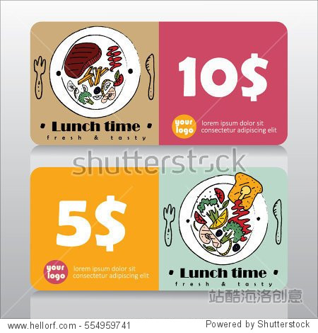 voucher or coupon for lunch deal in restaurant.
