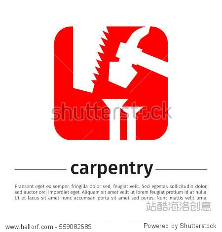 icon with the image of tools for carpentry on white background