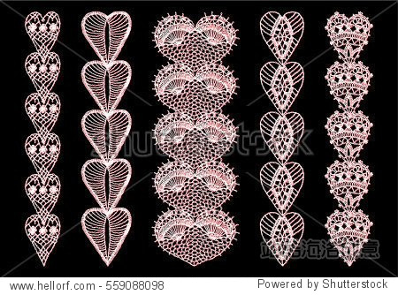 isolated crocheted lace border with an openwork pattern.
