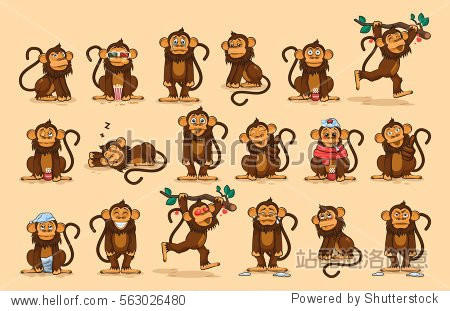 illustrations isolated emoji character cartoon monkey stickers
