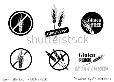 vector set of six gluten free symbols with banned