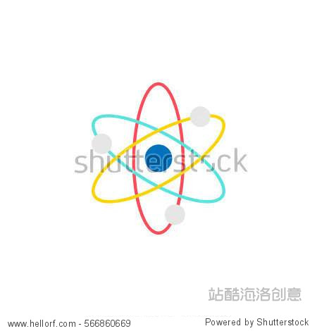 atom and molecule flat icon education and school element science