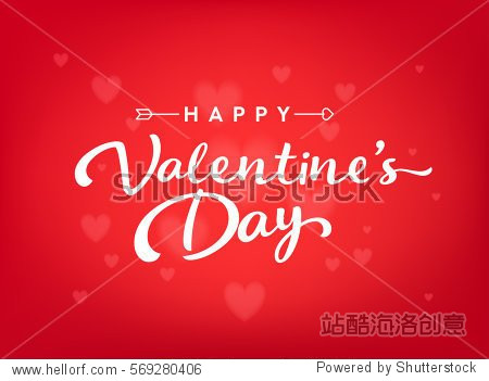 red happy valentines day card with hearts and arrow