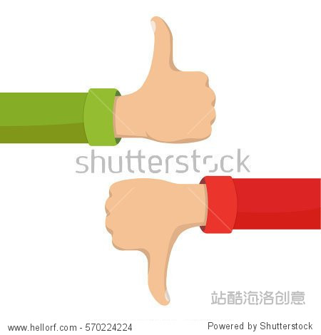 two hands showing thumb up and thumb down signs.