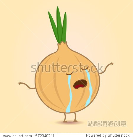 cartoon sad crying onion. vector illustration