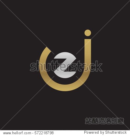 initial letter logo jz zj z inside j rounded lowercase logo gold