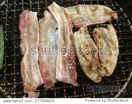grilled streaky pork concept of unhealthy food and consuming