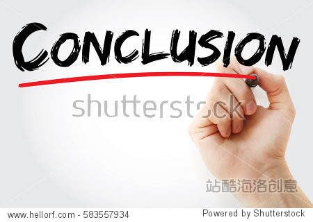 hand writing conclusion with marker concept background