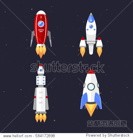 vector technology ship rocket cartoon design.