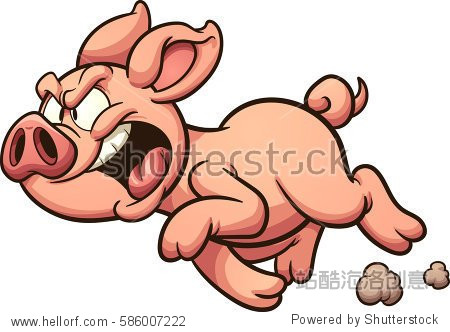 angry cartoon pig.
