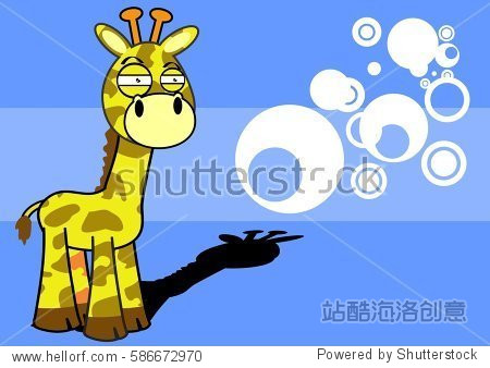 incredulous little giraffe cartoon expression background in