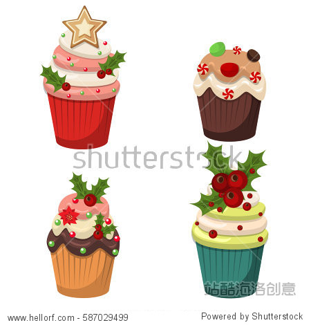 xmas decorated festive frosting cupcakes holidays sugar food.