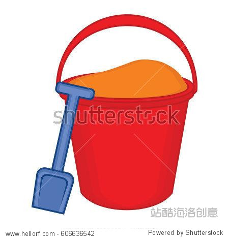 bucket and spade with sand vector illustration flat icon