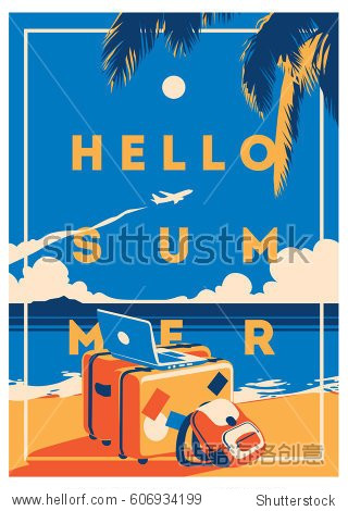 summer holiday and summer camp poster.