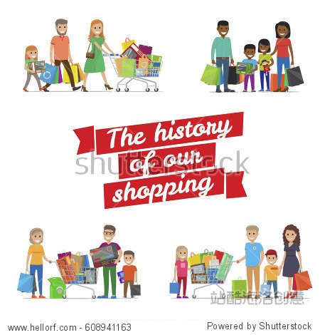 the history of our family shopping vector poster.