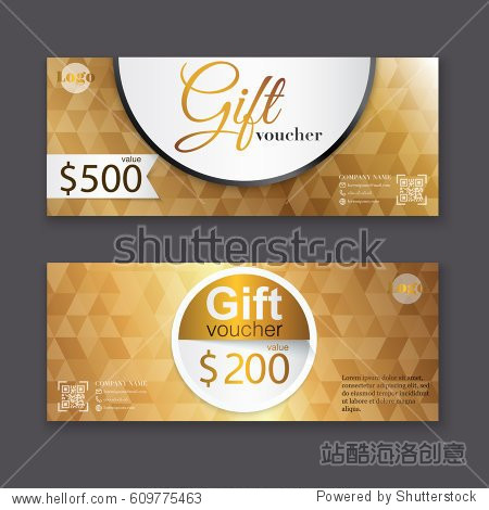 gift voucher template with gold pattern, certificate.