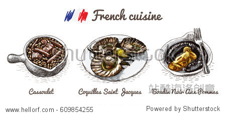 french menu colorful illustration.